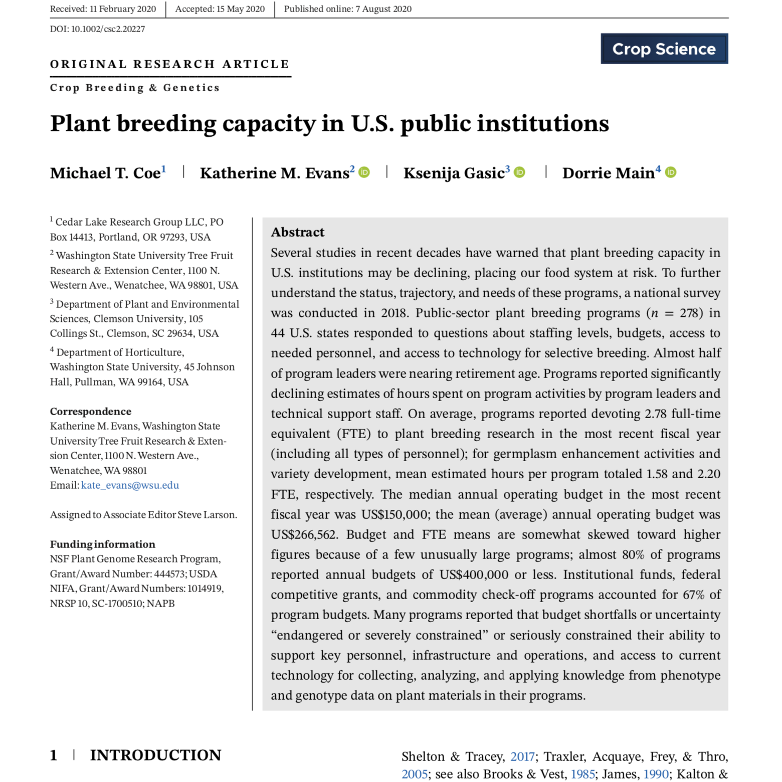 Plant Breeding Capacity Coe Paper